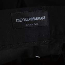 Pre Owned Emporio Armani Black Wool & Denim Waist Trim Trousers XL