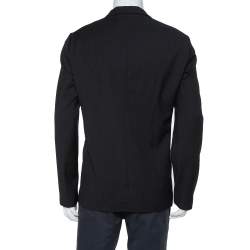 Pre Owned Emporio Armani Black Textured Wool Jacquard Tailored Blazer XXL