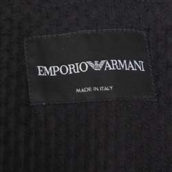 Pre Owned Emporio Armani Black Textured Wool Jacquard Tailored Blazer XXL