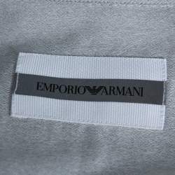 Pre Owned Emporio Armani Grey Textured Cotton Contrast Trim Shirt XL
