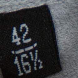 Pre Owned Emporio Armani Grey Textured Cotton Contrast Trim Shirt XL