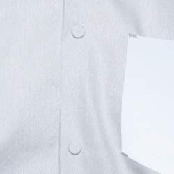 Pre Owned Emporio Armani Grey Textured Cotton Contrast Trim Shirt XL