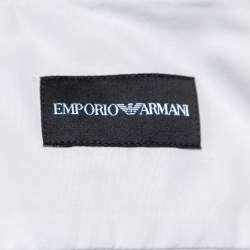 Pre Owned Emporio Armani White Cotton Contrast Synthetic Trim Detail Shirt L  
