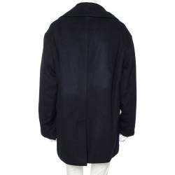 Emporio Armani Navy Blue Cashmere Double Breasted Coat XXXL 