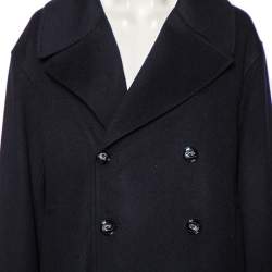 Emporio Armani Navy Blue Cashmere Double Breasted Coat XXXL 