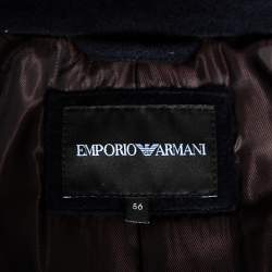 Pre Owned Emporio Armani Navy Blue Cashmere Single Breasted Coat XXXL 