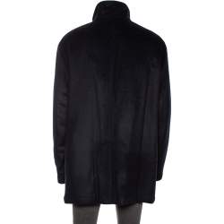 Pre Owned Emporio Armani Navy Blue Cashmere Single Breasted Coat XXXL 