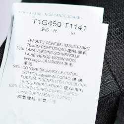 Pre Owned Emporio Armani Black Printed Wool Double Breasted Blazer M