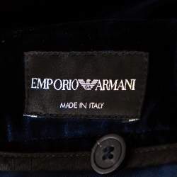 Pre Owned Emporio Armani Navy Blue Velvet Side Tightener Detail Pants XXL