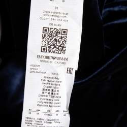 Pre Owned Emporio Armani Navy Blue Velvet Side Tightener Detail Pants XXL