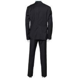 Pre Owned Emporio Armani Dark Blue Pinstriped Wool Single Breasted Suit XXL
