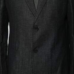 Pre Owned Emporio Armani Charcoal Grey Wool & Linen Single Breasted Blazer XXL
