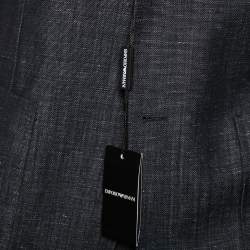Pre Owned Emporio Armani Charcoal Grey Wool & Linen Single Breasted Blazer XXL