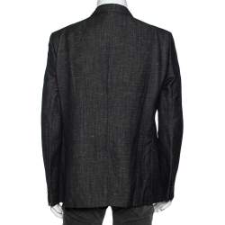 Pre Owned Emporio Armani Charcoal Grey Wool & Linen Single Breasted Blazer XXL