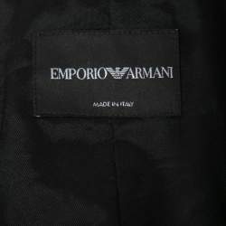Emporio Armani Black Printed Textured Synthetic Zip-Up Jacket XL