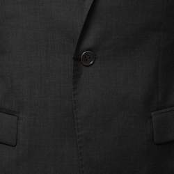 Pre Owned Emporio Armani Charcoal Grey Wool Single-Button Blazer XL