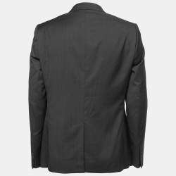 Pre Owned Emporio Armani Charcoal Grey Wool Single-Button Blazer XL
