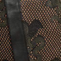 Pre Owned Emporio Armani Brown Cut-Out Leather Zipper Jacket L