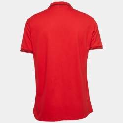 Pre Owned Emporio Armani Red Cotton Pique Polo T-Shirt 3XL