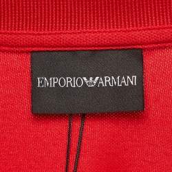 Pre Owned Emporio Armani Red Cotton Pique Polo T-Shirt 3XL