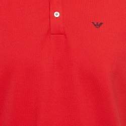 Pre Owned Emporio Armani Red Cotton Pique Polo T-Shirt 3XL