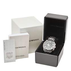 Pre Owned Emporio Armani Black Stainless Steel Classic Chronograph AR1786 Men's Wristwatch 44.50 mm