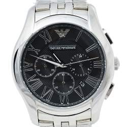 Pre Owned Emporio Armani Black Stainless Steel Classic Chronograph AR1786 Men's Wristwatch 44.50 mm