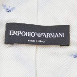 Emporio Armani Cream Logo Jacquard Silk Traditional Tie 