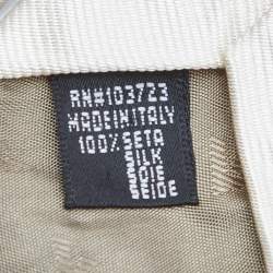 Emporio Armani Cream Logo Jacquard Silk Traditional Tie 