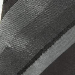 Pre Owned Emporio Armani Black Striped Silk Skinny Tie