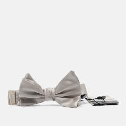 Emporio Armani Grey Satin Silk Bow Tie 