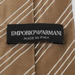 Emporio Armani Brown Striped Silk Classic Tie