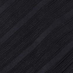 Pre Owned Emporio Armani Black Striped Jacquard Silk Tie