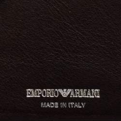 Pre Owned Emporio Armani Brown Canvas Logo Print Passport Holder
