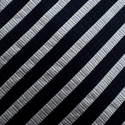 Pre Owned Emporio Armani Navy Blue and Grey Striped Silk Tie