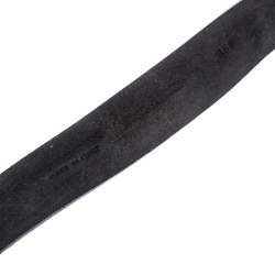 Pre Owned Emporio Armani Black Leather Logo Round Buckle Belt 130CM