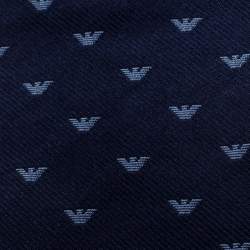 Pre Owned Emporio Armani Navy Blue Logo Jacquard Silk Tie