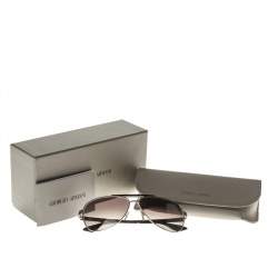 Pre Owned Emporio Armani Silver/Brown Gradient EA9694/S Aviator Sunglasses
