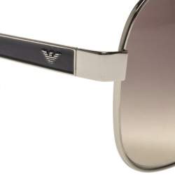 Pre Owned Emporio Armani Silver/Brown Gradient EA9694/S Aviator Sunglasses