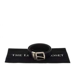 Pre Owned Emporio Armani Black Leather Belt 91 CM