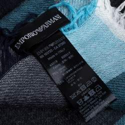 Pre Owned Emporio Armani Denim Blue Modal Wool Scarf
