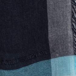 Pre Owned Emporio Armani Denim Blue Modal Wool Scarf