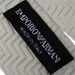 Pre Owned Emporio Armani Ivory Silk Zig Zag Embossed Skinny Tie