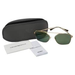 Pre Owned Emporio Armani Pale Gold Tine/ Petrol Green EA 2053 Pilot Sunglasses