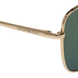 Pre Owned Emporio Armani Pale Gold Tine/ Petrol Green EA 2053 Pilot Sunglasses