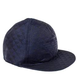 Pre Owned Emporio Armani Navy Blue Monogram Pattern Baseball Cap M