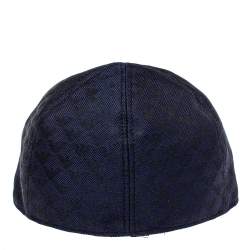 Pre Owned Emporio Armani Navy Blue Monogram Pattern Baseball Cap S