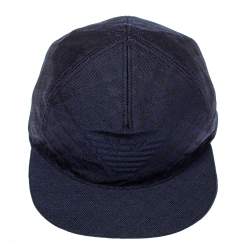 Pre Owned Emporio Armani Navy Blue Monogram Pattern Baseball Cap S