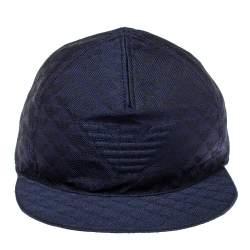 Pre Owned Emporio Armani Navy Blue Monogram Pattern Baseball Cap S