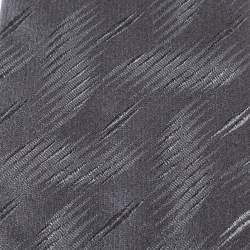 Pre Owned Emporio Armani Grey Textured Silk Traditional Tie